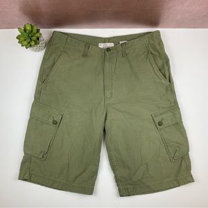 Levi Strauss Signature Solid Green Cargo Shorts Casual Men Size 36